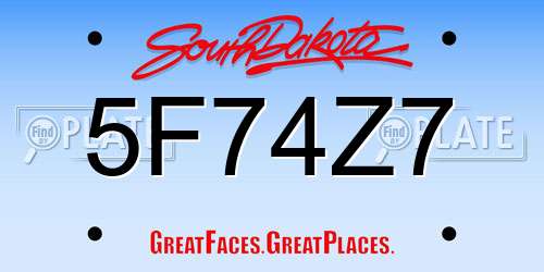 5F74Z7 South Dakota License Plate