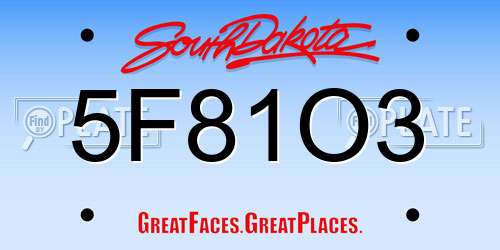 5F81O3 South Dakota License Plate