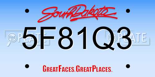 5F81Q3 South Dakota License Plate