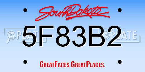 5F83B2 South Dakota License Plate