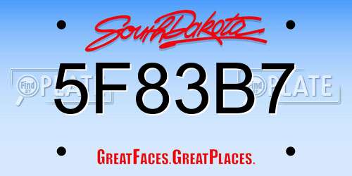 5F83B7 South Dakota License Plate