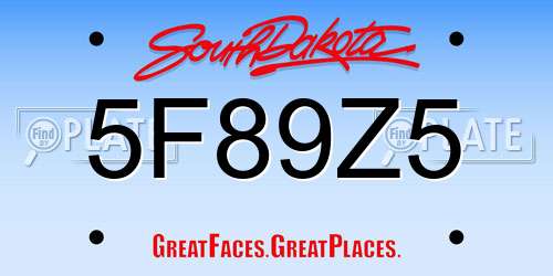 5F89Z5 South Dakota License Plate