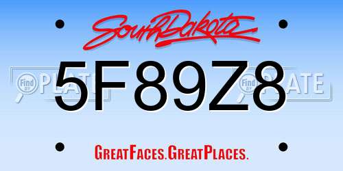 5F89Z8 South Dakota License Plate
