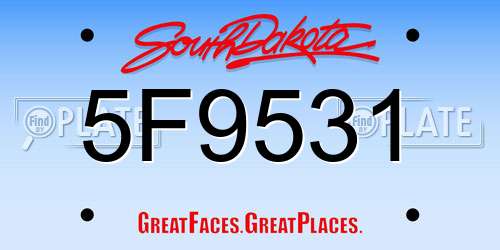 5F9531 South Dakota License Plate