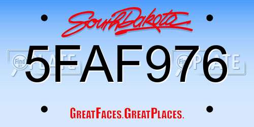 5FAF976 South Dakota License Plate