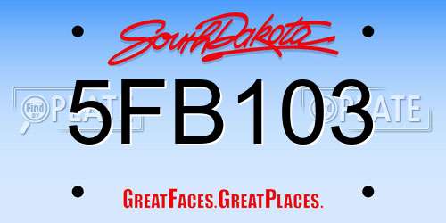5FB103 South Dakota License Plate