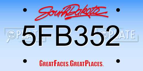 5FB352 South Dakota License Plate