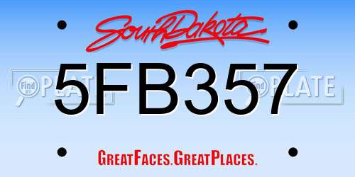 5FB357 South Dakota License Plate