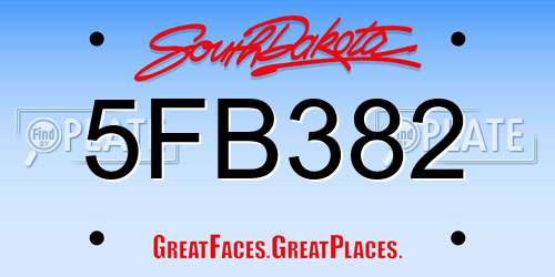 5FB382 South Dakota License Plate