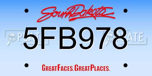 5FB978 South Dakota License Plate