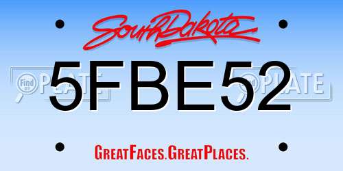 5FBE52 South Dakota License Plate
