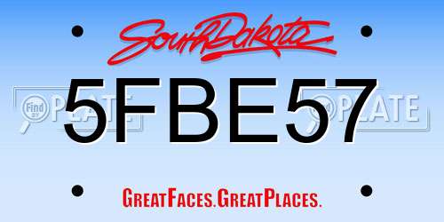 5FBE57 South Dakota License Plate