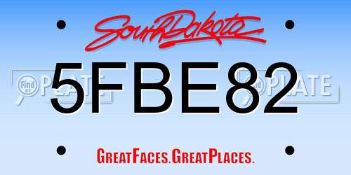 5FBE82 South Dakota License Plate