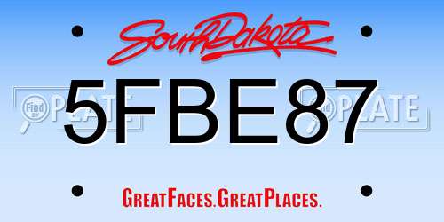 5FBE87 South Dakota License Plate