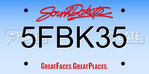 5FBK35 South Dakota License Plate