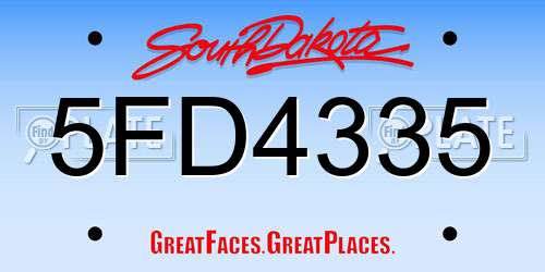 5FD4335 South Dakota License Plate