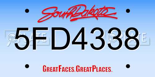 5FD4338 South Dakota License Plate