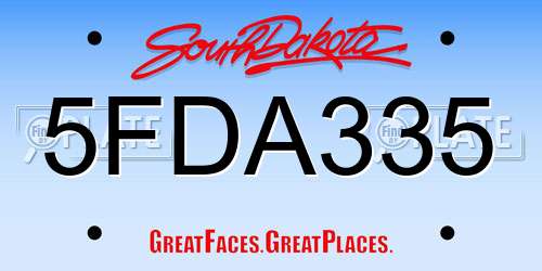 5FDA335 South Dakota License Plate