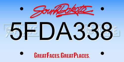5FDA338 South Dakota License Plate