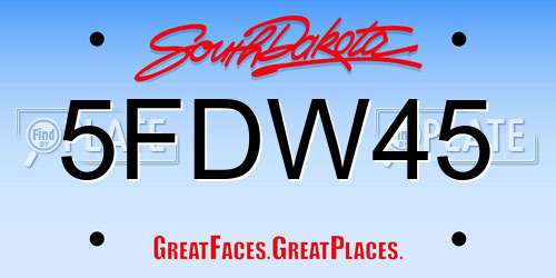 5FDW45 South Dakota License Plate