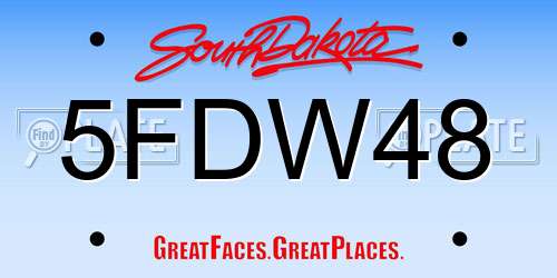 5FDW48 South Dakota License Plate