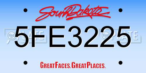 5FE3225 South Dakota License Plate