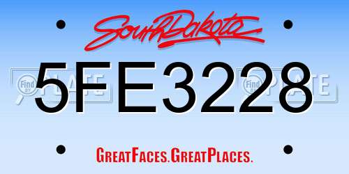 5FE3228 South Dakota License Plate
