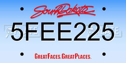 5FEE225 South Dakota License Plate