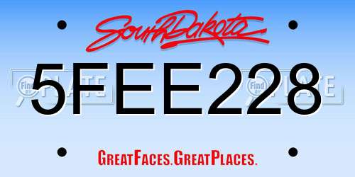 5FEE228 South Dakota License Plate