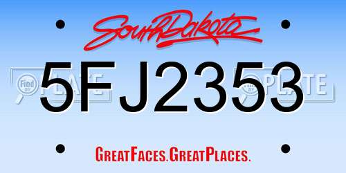 5FJ2353 South Dakota License Plate