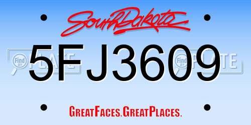 5FJ3609 South Dakota License Plate