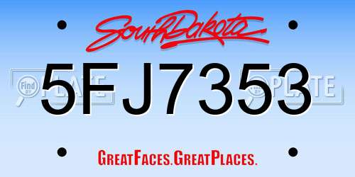 5FJ7353 South Dakota License Plate