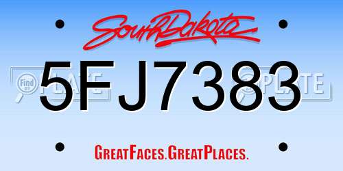 5FJ7383 South Dakota License Plate