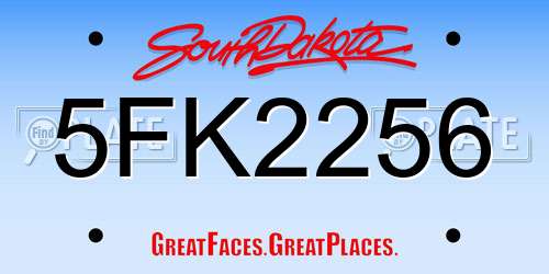5FK2256 South Dakota License Plate