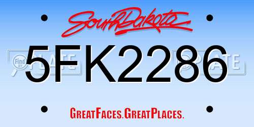 5FK2286 South Dakota License Plate