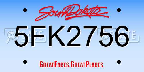 5FK2756 South Dakota License Plate