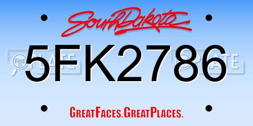 5FK2786 South Dakota License Plate