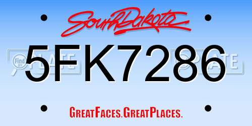 5FK7286 South Dakota License Plate