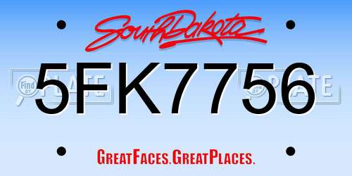 5FK7756 South Dakota License Plate