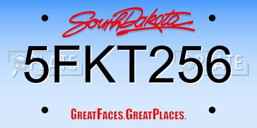 5FKT256 South Dakota License Plate