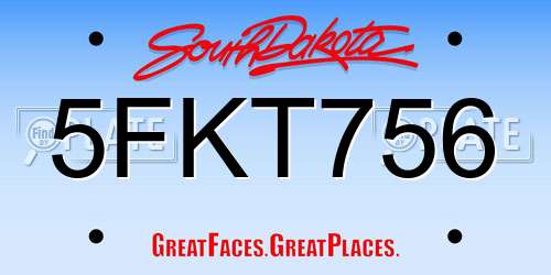 5FKT756 South Dakota License Plate