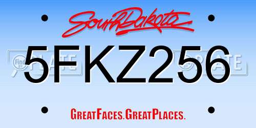 5FKZ256 South Dakota License Plate