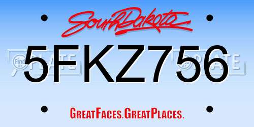 5FKZ756 South Dakota License Plate