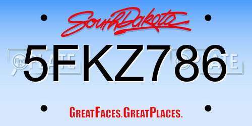 5FKZ786 South Dakota License Plate