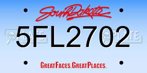 5FL2702 South Dakota License Plate