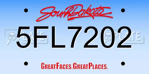 5FL7202 South Dakota License Plate