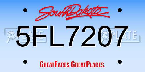5FL7207 South Dakota License Plate