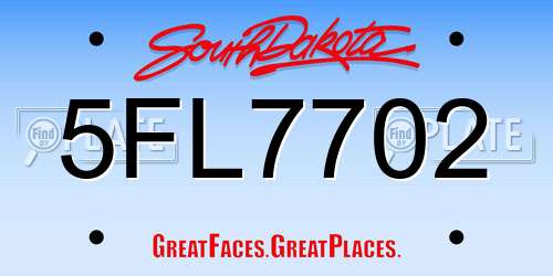 5FL7702 South Dakota License Plate