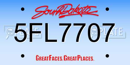 5FL7707 South Dakota License Plate