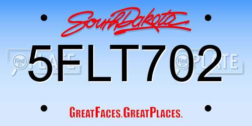 5FLT702 South Dakota License Plate